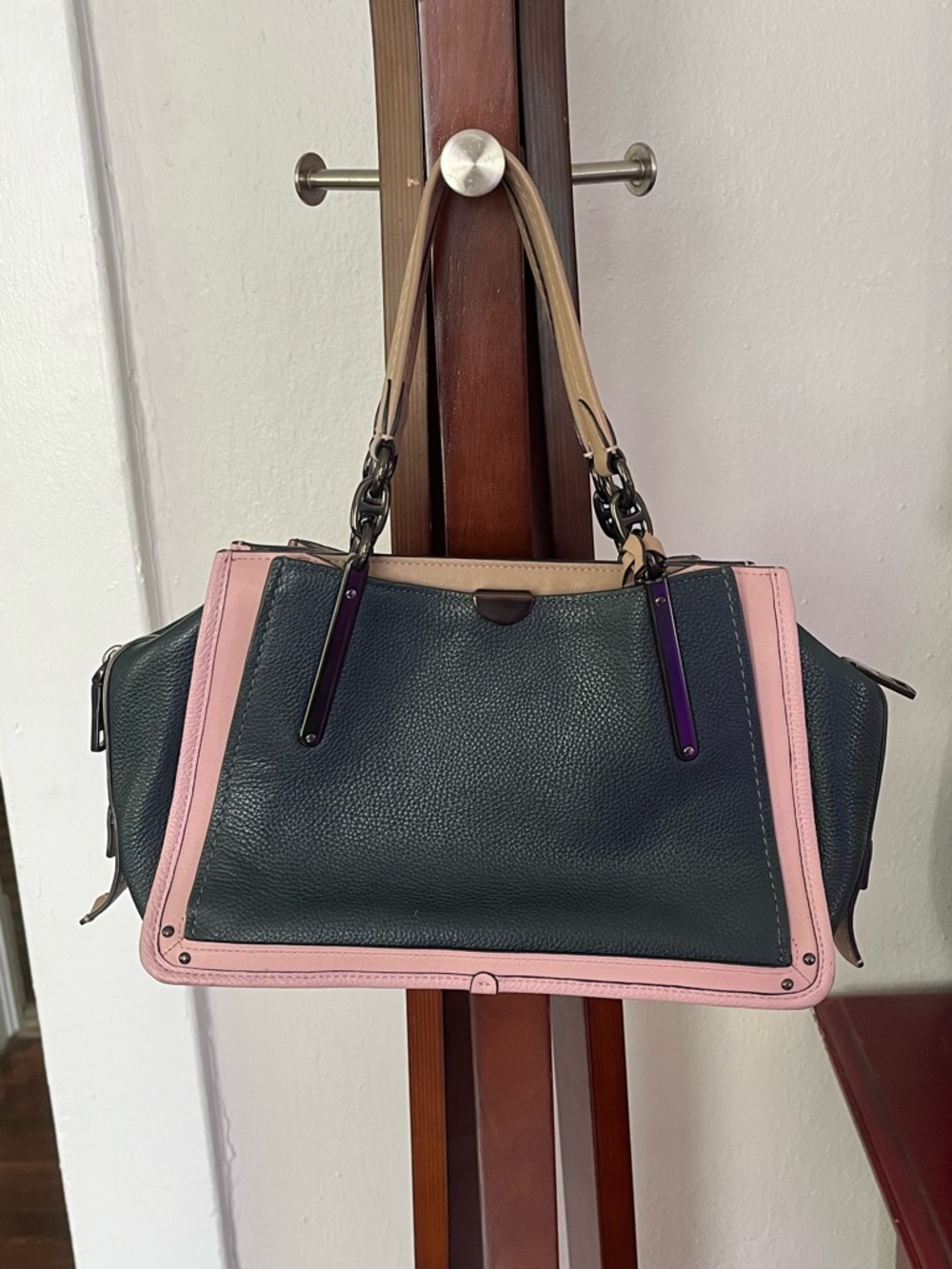 Coach Dreamer 27 Colorblock Leather Bag Green Aurora